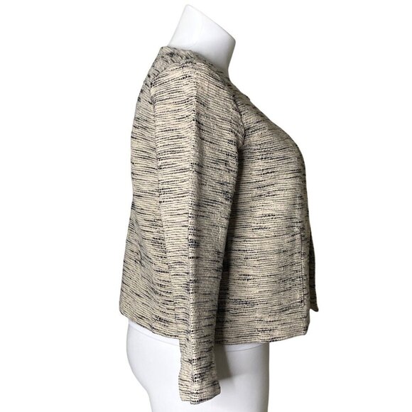Eileen Fisher Handwoven Organic Cotton Furrows Natural Cropped Jacket, Size L - Picture 5 of 11